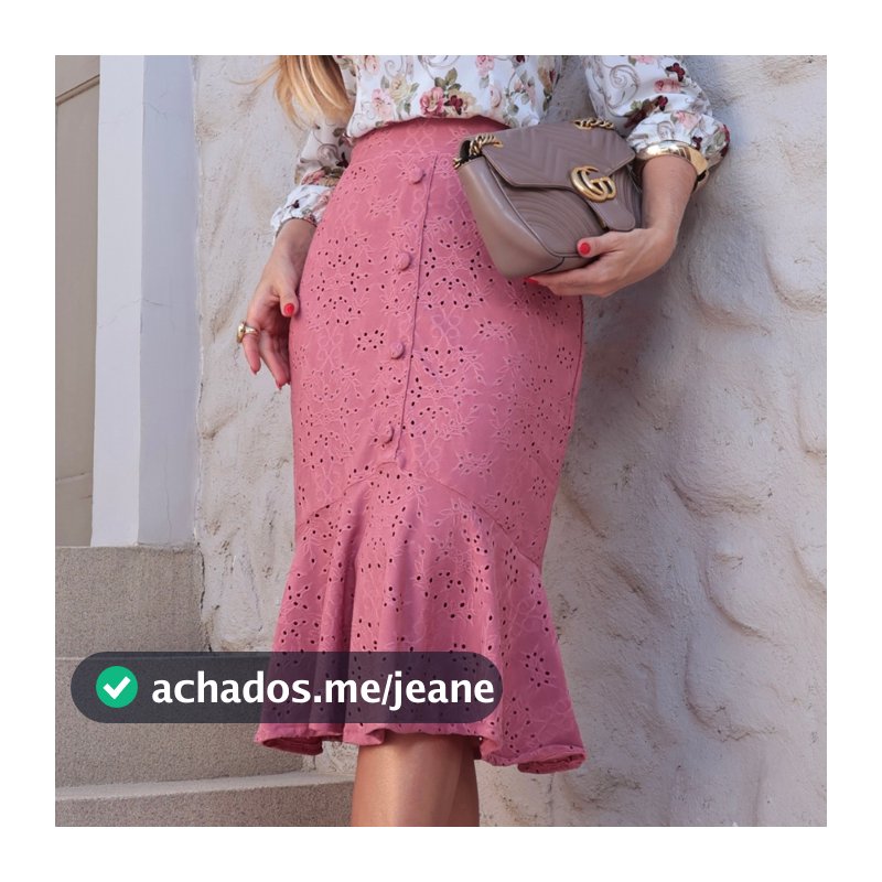 Saia Feminina Moda Social Babado Moderna Forrada Sereia Com Detalhes Botões Premium Executiva Festa Crista