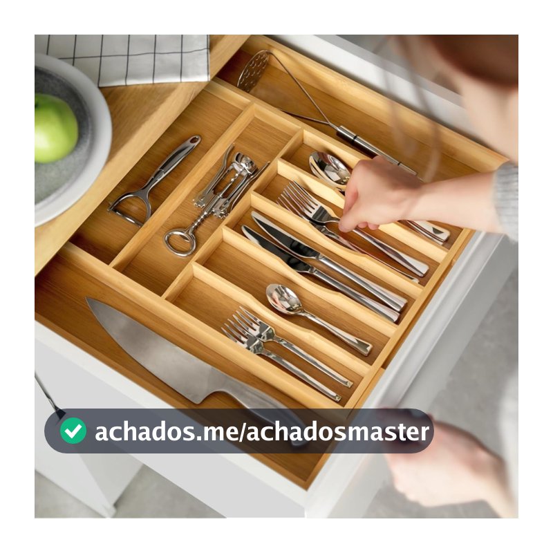 Organizador De Talheres Gaveta Bambu Extensível 7 Divisórias