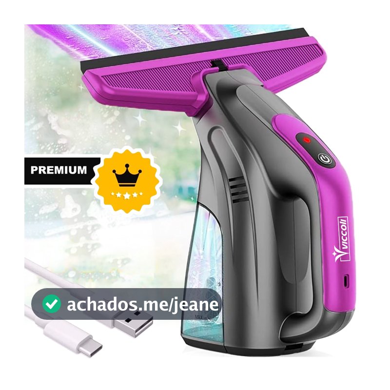 Limpador de Vidro Elétrico Sem Fio Recarregável Aspirador Portátil Viccoli 4 em 1