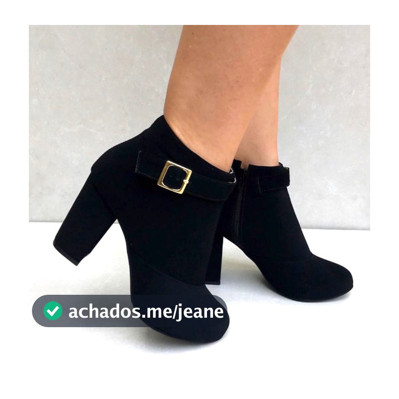 Bota Feminina Melf Shoes Cano Baixo Preto Salto Bloco 9cm