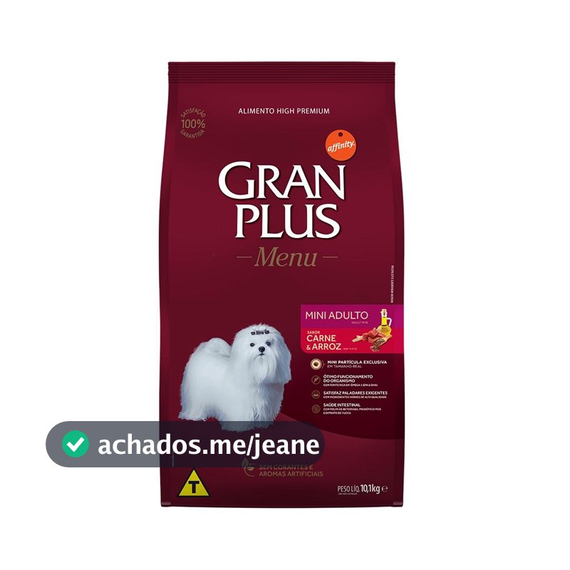 Ração GranPlus Cão Adulto Porte Pequeno Carne E Arroz 10Kg