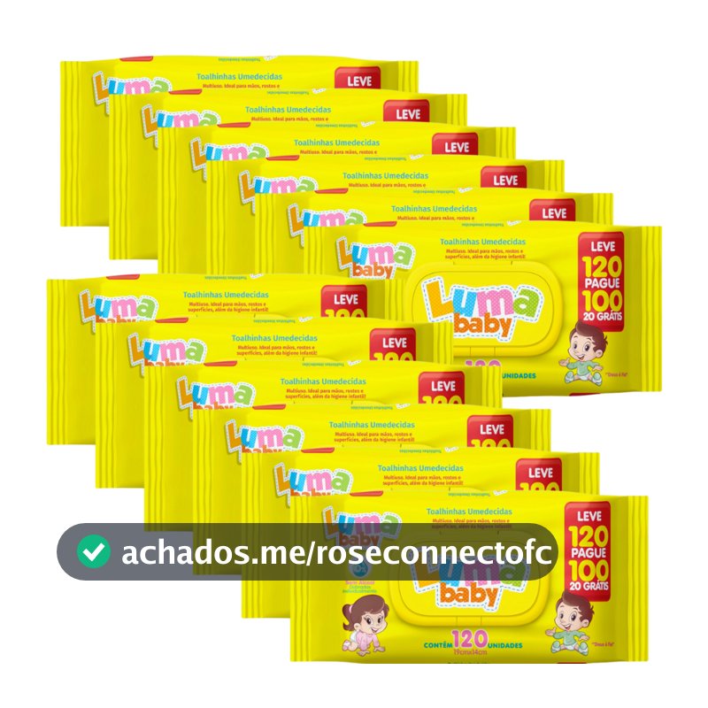 Kit C/12 Toalha Umedecida Luma Baby  Leve 120 Pague 100 Total 1440