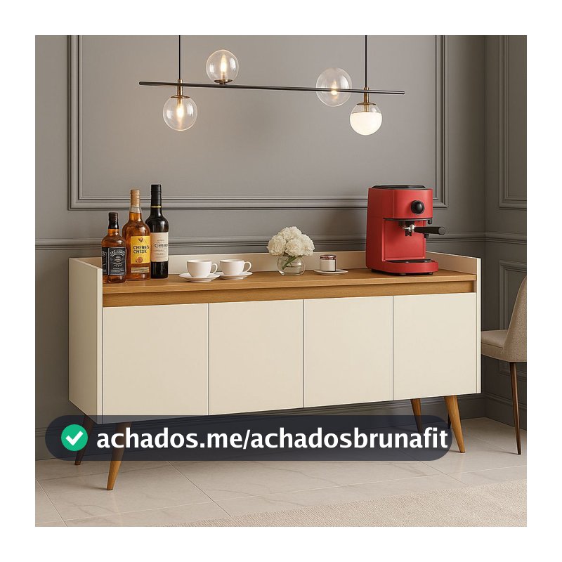 Aparador Buffet Sala De Estar Cantinho Café Armário Cozinha Emily 2,3,4 Portas Organizador Prático