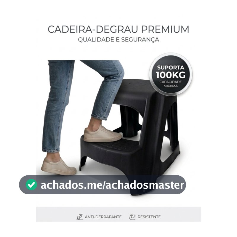 Banqueta Escada 2 Degraus Plástico Reforçado Banco Multiuso Antiderrapante Ultra Resistente