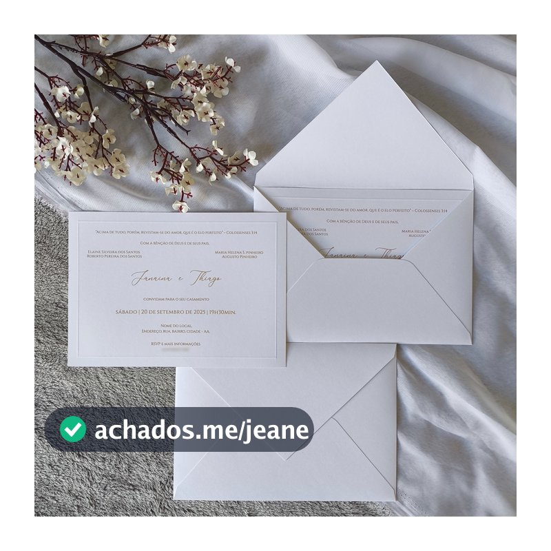 Convite de Casamento com Envelope 15X21cm