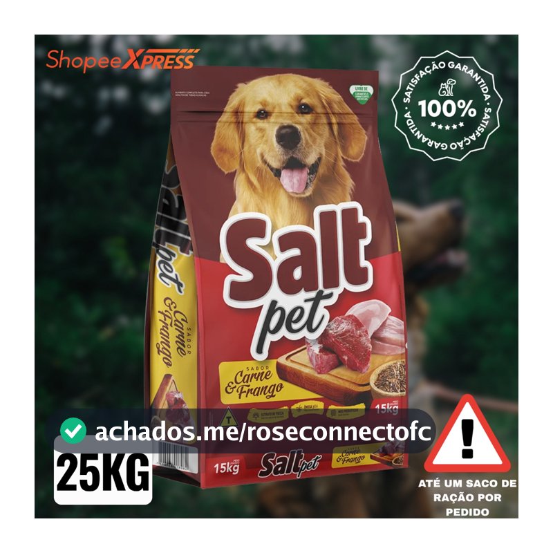 Ração para Cães Adultos Salt Pet 25kg Sabor Carne e Frango Premium