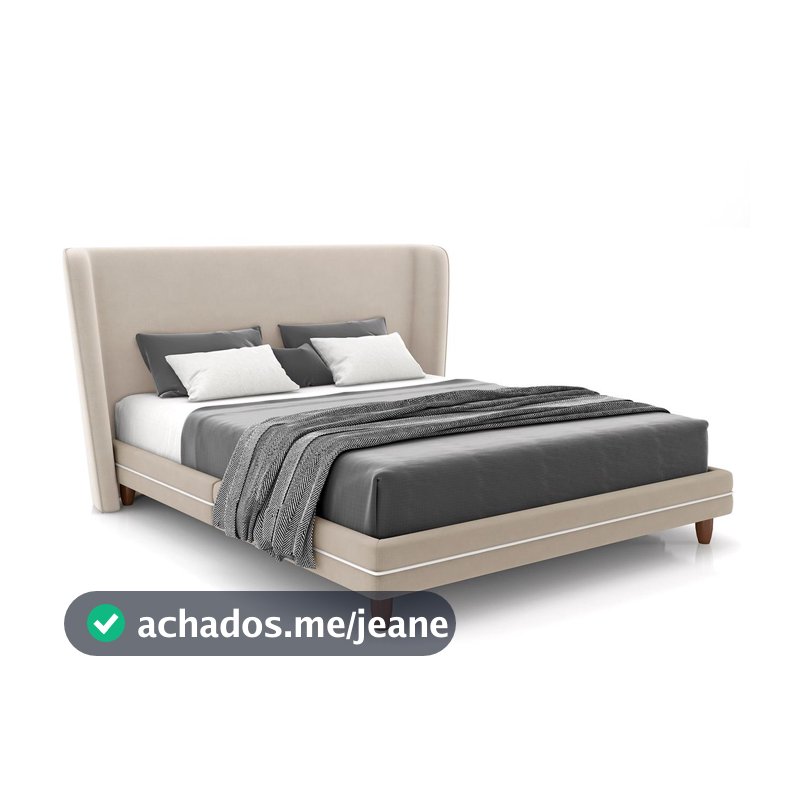 Cama Casal 140cm Com Cabeceira Many P02 Veludo Bege - Mpozenato