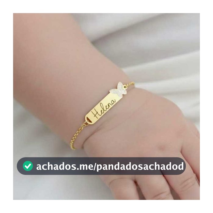 Pulseira Infantil com Nome Personalizada Bebê RN Banhada a Ouro 18k Antialérgica