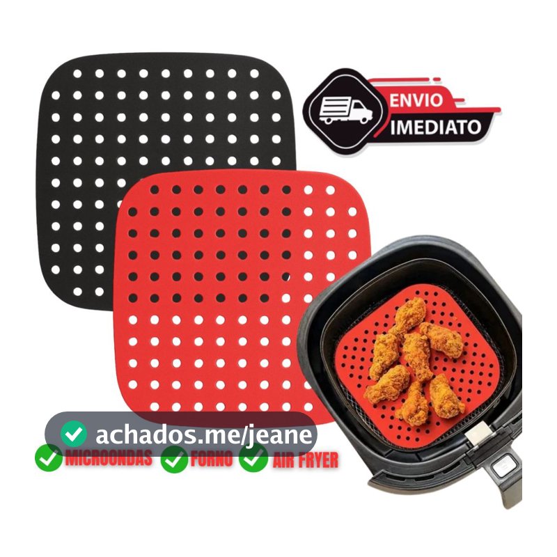 Tapete de Cozimento para Air Fryer Protetor de Silicone Reutilizavel Fritadeira Quadrado