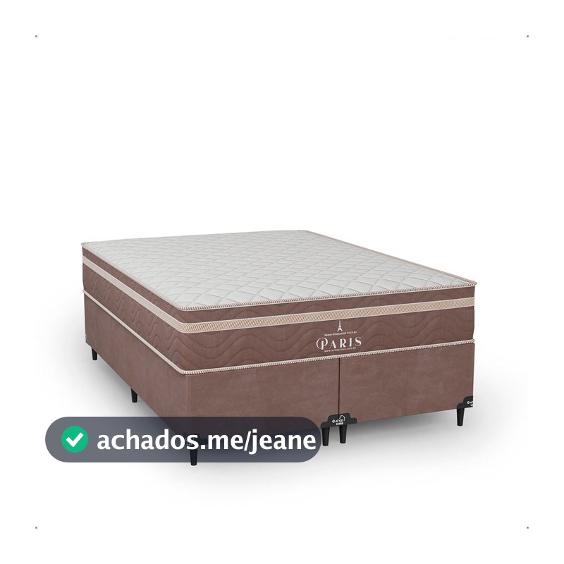 Cama Box Casal Bipartido + Colchão Paris Molas Ensacadas - Suede Marrom - e-Shop Casa