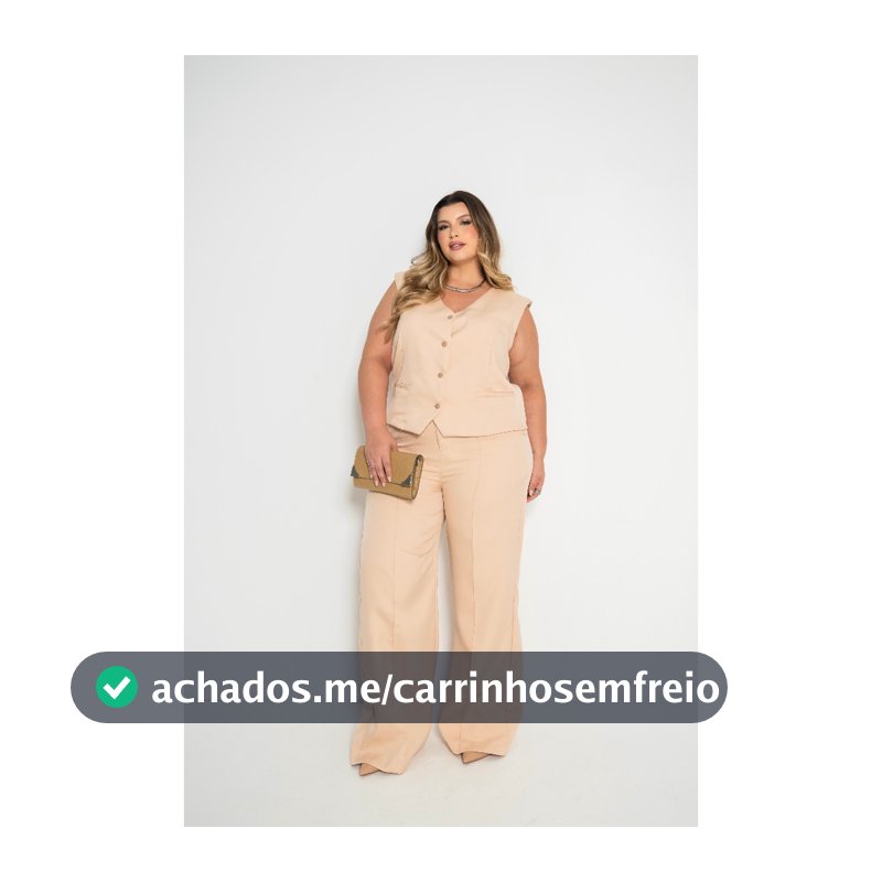 Conjunto Feminino Plus Size Colete Com Calça Pantalona Alfaiataria Social Longa Casual Inverno