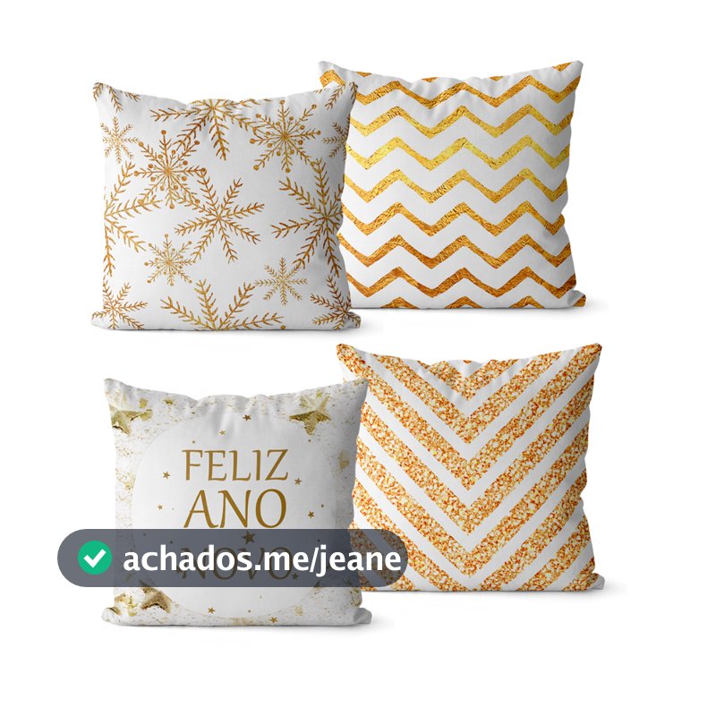 Kit 4 Capas de Almofadas Decorativas 45x45 - Ano Novo