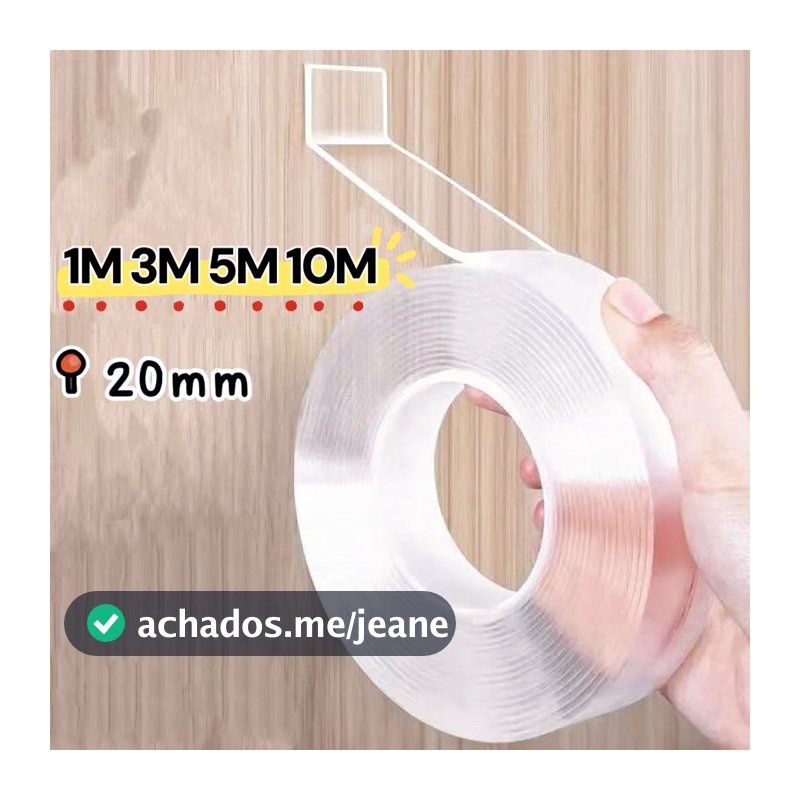 Fita Dupla Face Extra Forte Transparente NanoGel Silicone Mágica Adesiva Cola na Parede Móvel Porta