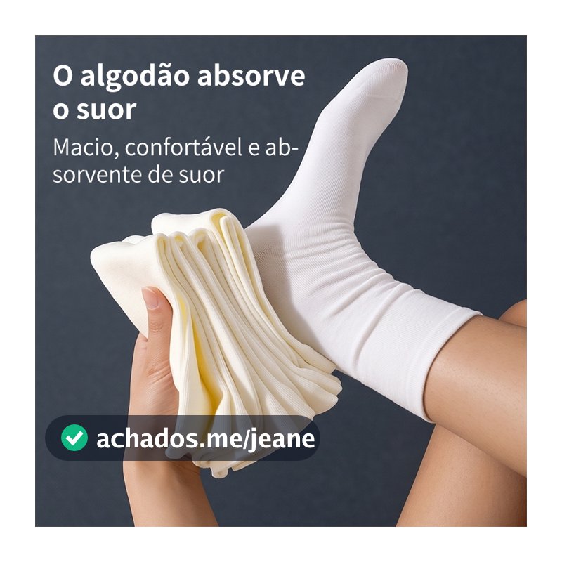 3/6/9/12 pares meia branca feminina, cano médio de algodão, para outono e inverno, combina com sapatos sociais