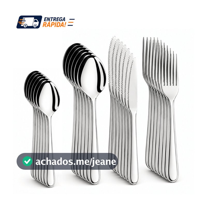 Faqueiro Aço Inox 24 ou 48 Peças Jogo Talheres Completo Colheres Garfos Facas Sobremesa Mesa Restaurante