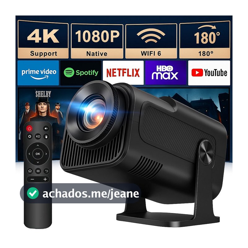 Projetor Smart Portátil HY-103 Android Wi-Fi, Suporta 1080p e 4K, Espelhamento de Tela