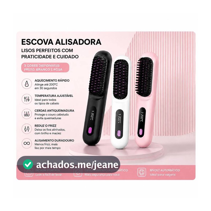 Nova chapinha de cabelo sem fio, com visor digital, recarregável, mini chapinha portátil para viagens, dois em um: alisa