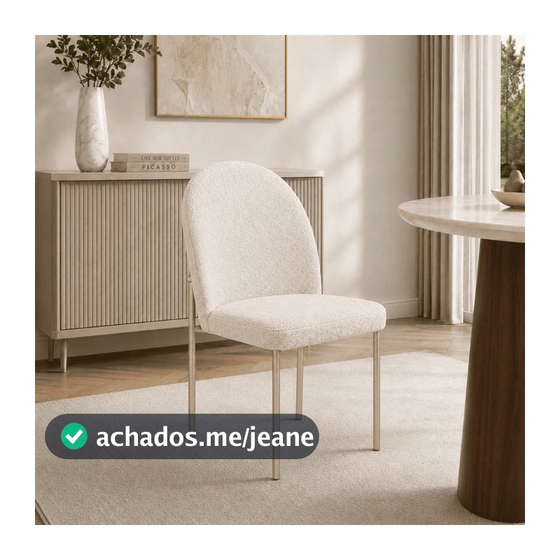 Cadeira para Sala de Jantar Cecilia Boucle Base Ferro Champagne Gold