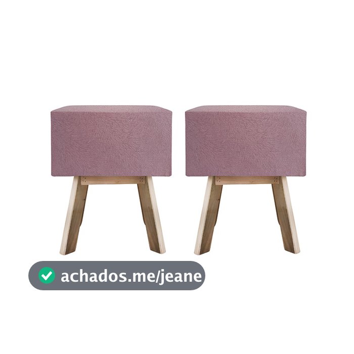 Kit 2 Banquetas Quadradas Puff Retrô Suede - ROSÉ