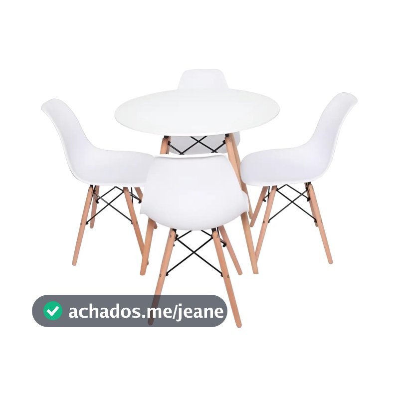 Jogo Jantar Mesa Com Cadeiras Mesa de Jantar Eiffel Kit Com 4 Cadeiras Brancas