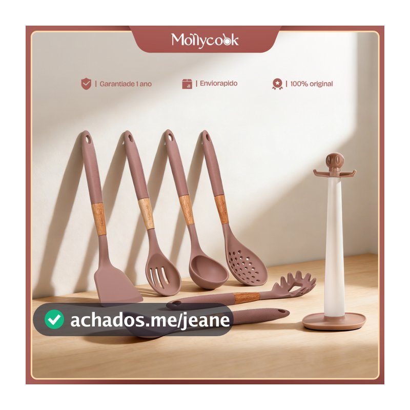 Mollycook Conjunto de Utensílios de Silicone Cozinha Luxo Com 7 Peças