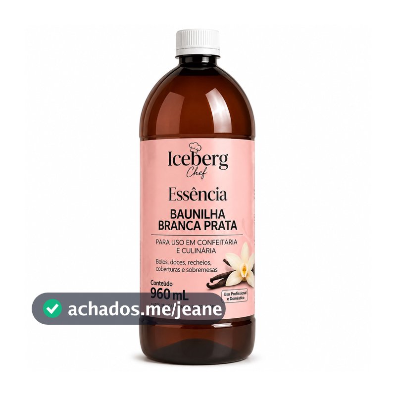 Aroma de Baunilha Branca Prata Iceberg Chef 960ml Confeitaria - Não Altera a Cor