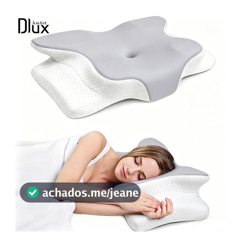 Ambito Dlux Travesseiro Cervical Ergonômico Memória Foam, Ortopédico, Retorno Lento, Tecido Fresco, Fronha Removível