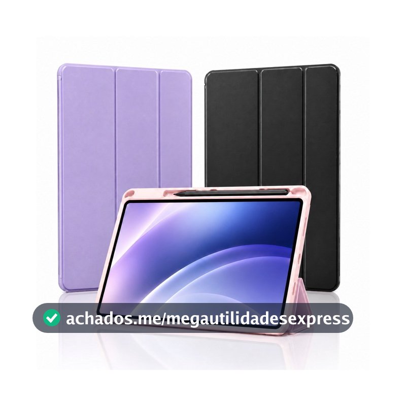 Capa Tablet Tripla Dobra Slot Caneta Proteção Total Compatível com Samsung S9 FE S8 S7 S6 Lite A9+