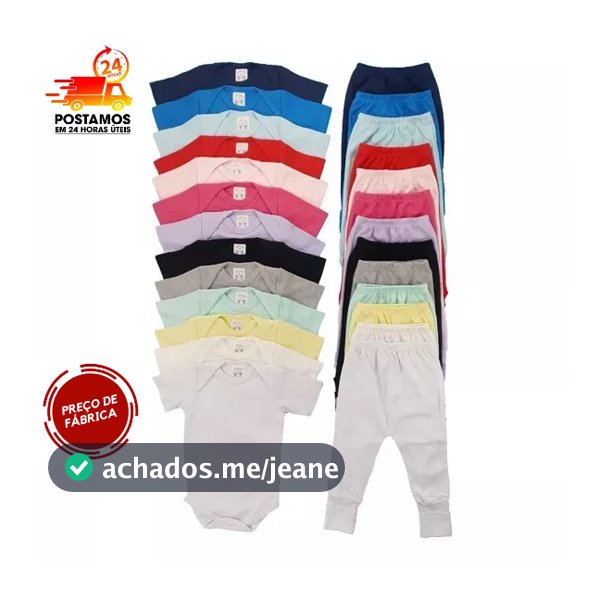 Kit bebe 4 peças -  Body bebe e Calça Mijão (Rn P M e G)