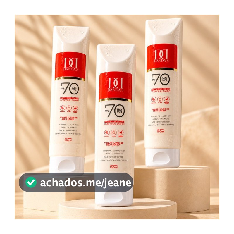 kit com 3 unidades Protetor Solar Corporal Danda’s FPS 70 – 150ml