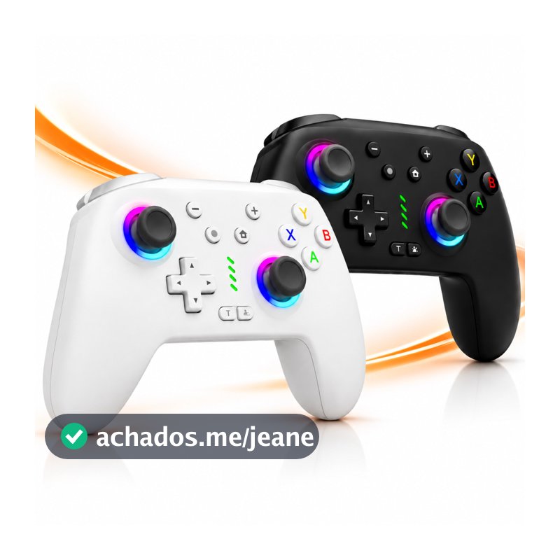 Controle Gamer Wireless RGB Compatível Nintendo Switch, PC e Android – Bluetooth Recarregável