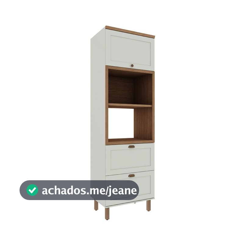 Torre Forn e Micro  Iluminata com 2 prateleiras 1 gavetão e 2 portas provençais 100% MDF