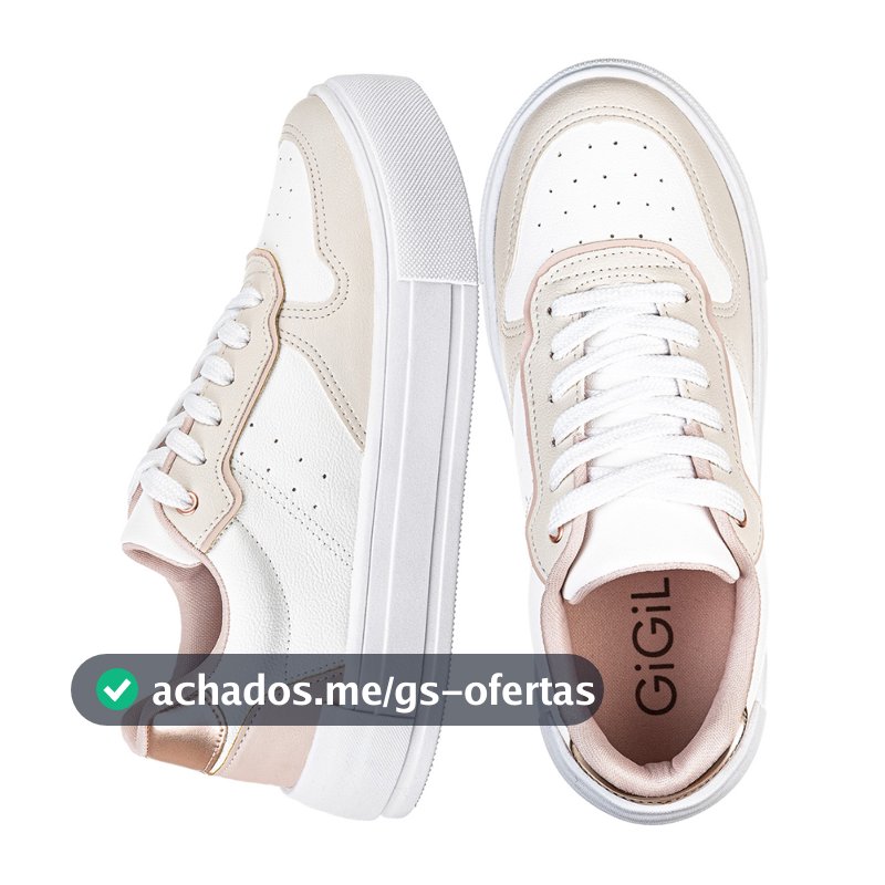 Tenis Casual Branco Feminino Retrocore Com Recortes Retrô Neutro Confortável Original Moda Gigil