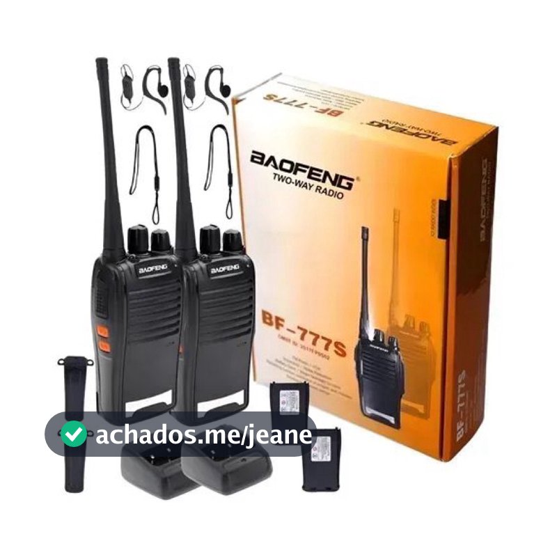 Kit 2 Rádio Comunicador Walk Talk 16 Canais Alcance 12 km Profissional Baofeng BF-777s - Bivolt