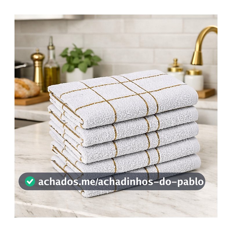 Kit 03 a 10 Toalha de Louça Pano de Prato Branco Xadrez Grande 100% Algodão Alta Absorção Laune Haus