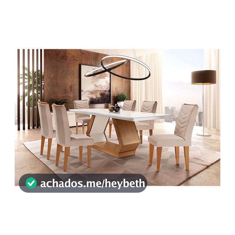 Conjunto Mesa de Jantar 6 Cadeiras Tampo MDF Retangular Rufato Alvorada Londrina