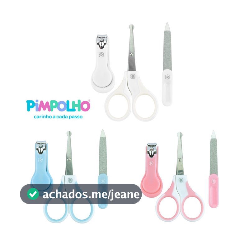 kit 3, Peças Cuidado Higiene Unha Infantil Em Aço Inox