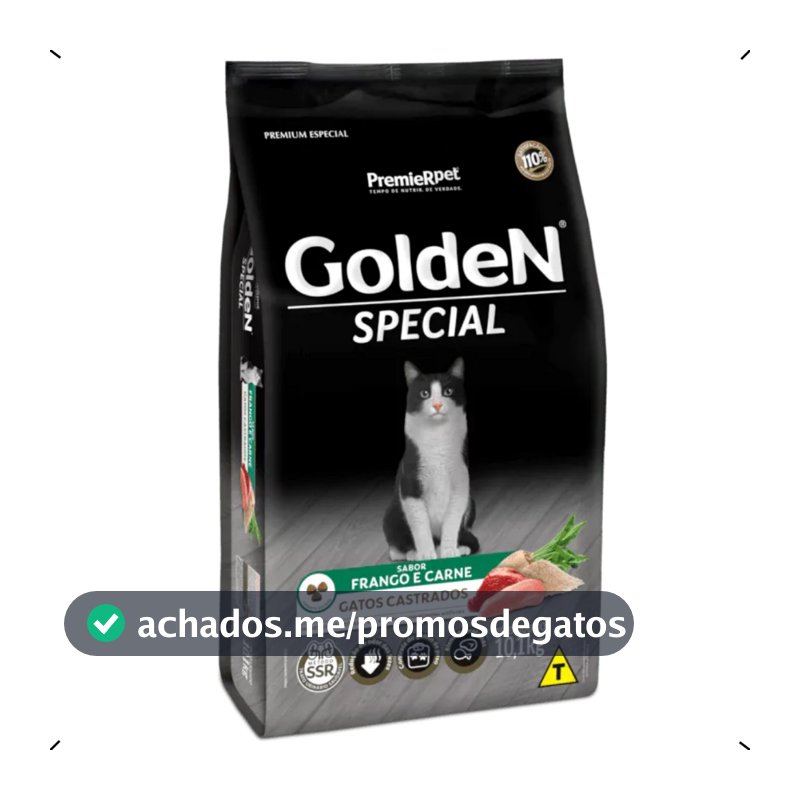 RAÇÃO GOLDEN SPECIAL GATO CASTRADO 10KG