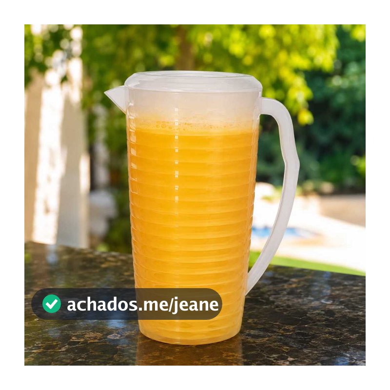 Jarra Plástica Transparente 2 Litros com Tampa, Bico Dosador e Alça Reforçada Resistente e Prática