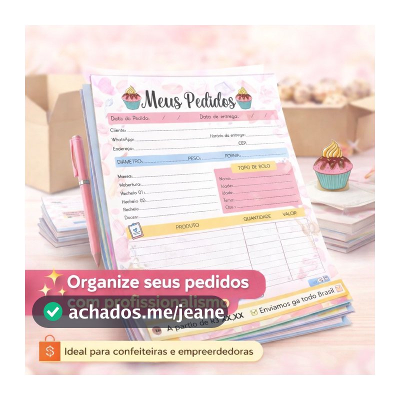 Bloco de Pedidos para confeitaria bolos