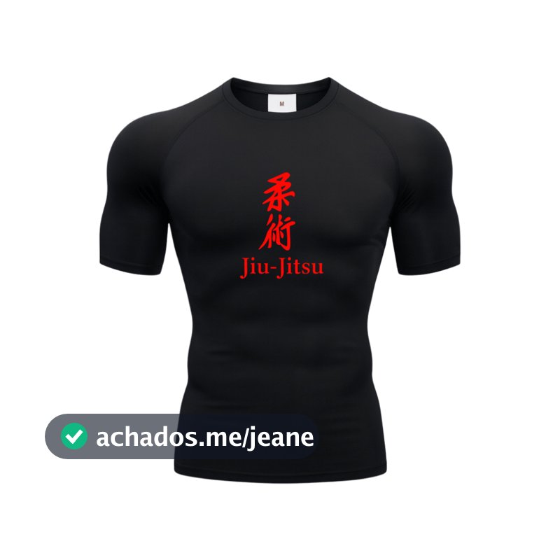Camisa De Compressão JiuJitsu Manga Curta Treino Ginástica Camiseta Esportiva RASH GUARD