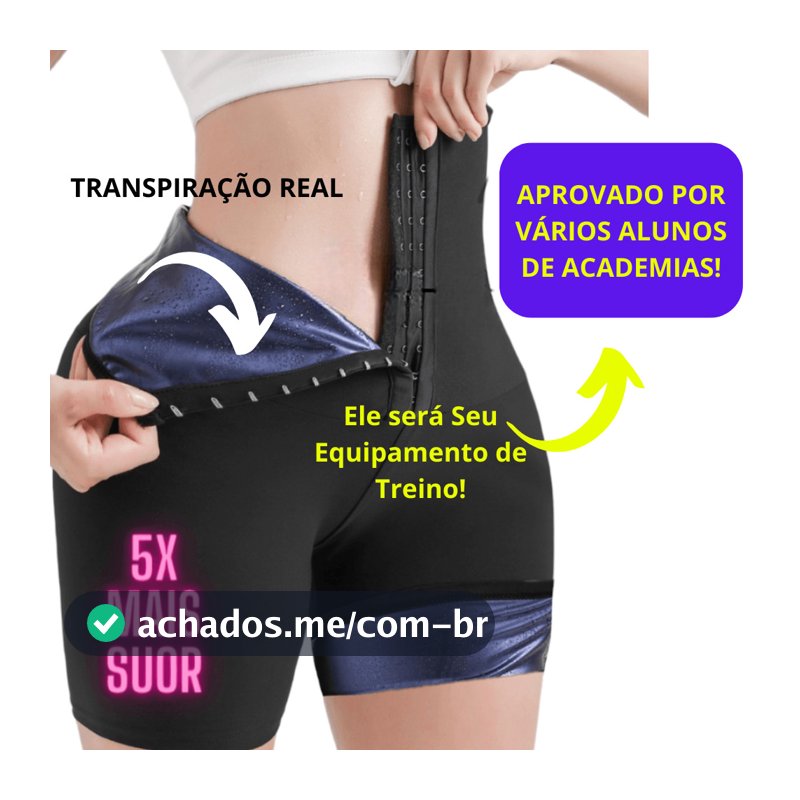 Shorts Sauna Fitness Feminino Modelador Cintura Alta para Academia e Treino