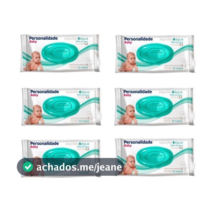 Kit 6 Toalhas Umedecidas Algodão e Água com 50 Personalidade
