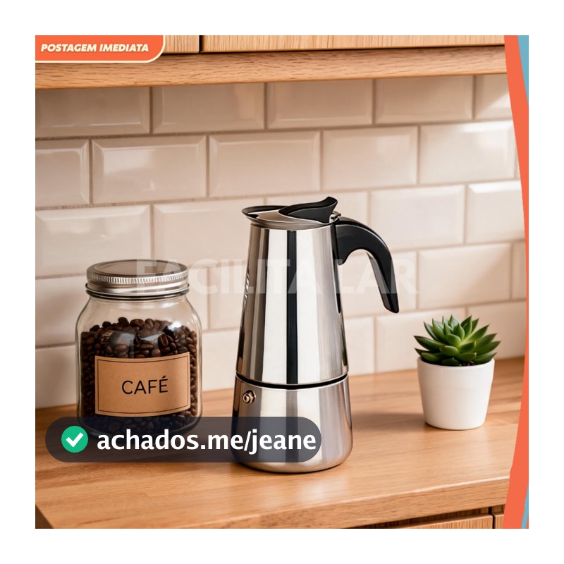 Cafeteira Italiana Inox Premium Expressa Fogão Gás e Elétrico 4 Xicaras 200ml 6 Xicaras 300ml 9 Xicaras 450 ml