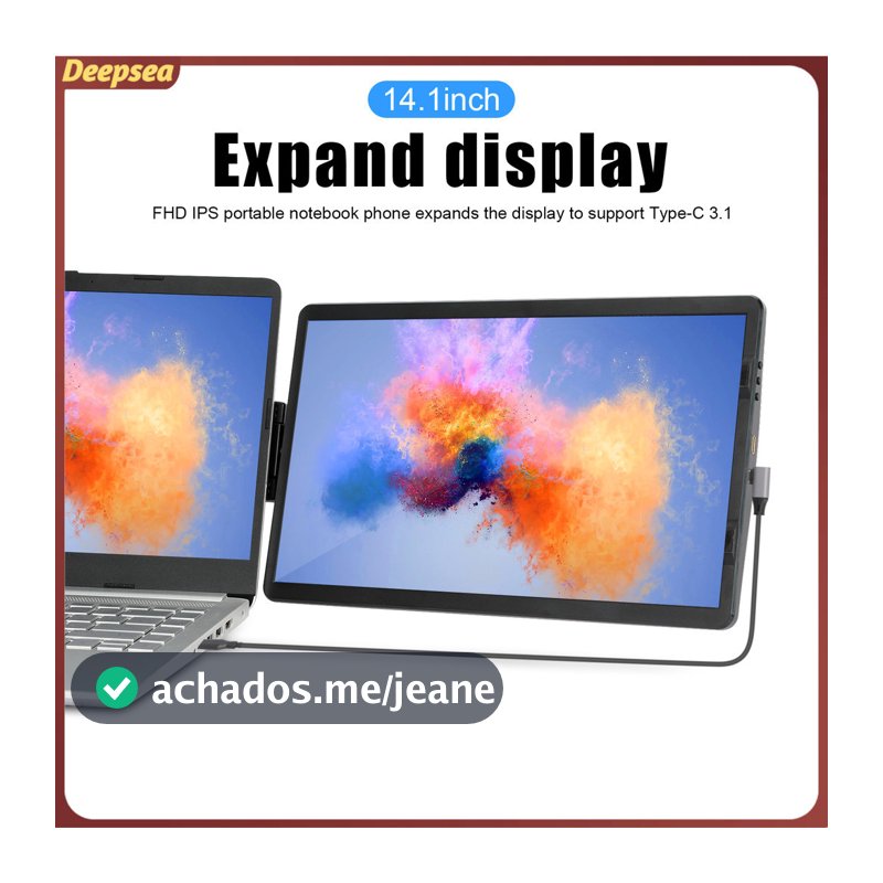 (suporte tipo c 3.1) 14,1 polegadas visual rico tela de expansão para laptop de  de alta clareza dobrável fhd ips port