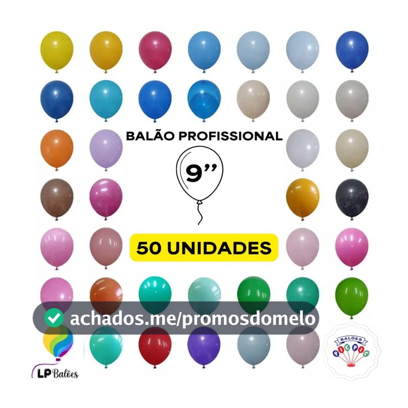 Balão Bexiga Festa 9 Polegadas 50 Unidades PIC PIC Coloridos Aniversário Eventos Látex Decorativos