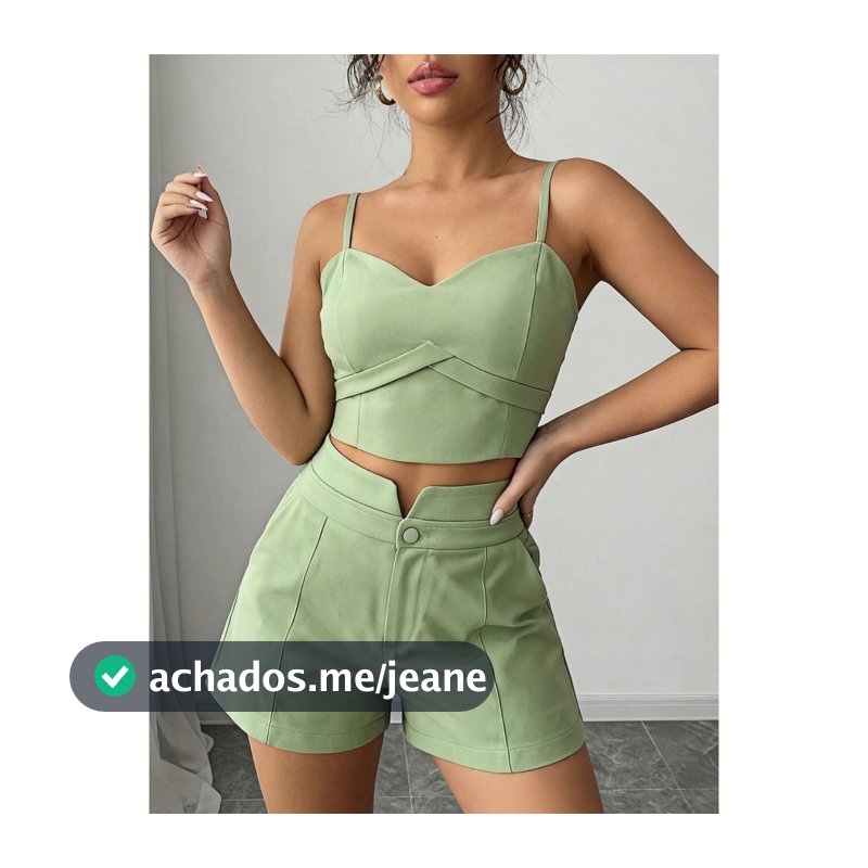 Conjunto Feminino Cropped E Short Social Alfaiataria  P M G GG