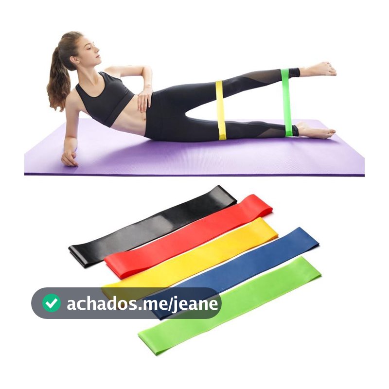 Mini Band Kit 5 Faixas Elásticas Treino Funciona Glúteos Pernas Crossfit e Academia