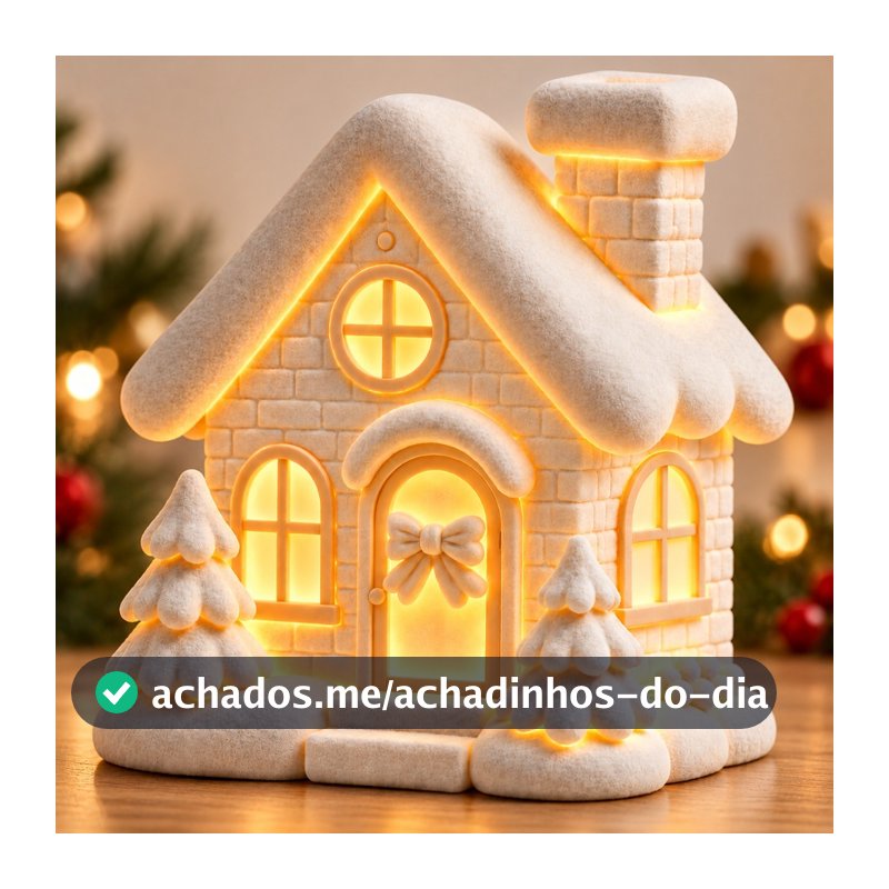 Casinha de Natal Decorativa com Iluminação, Enfeite Natalino para Sala, Estante, Nicho e Cantinho de Natal