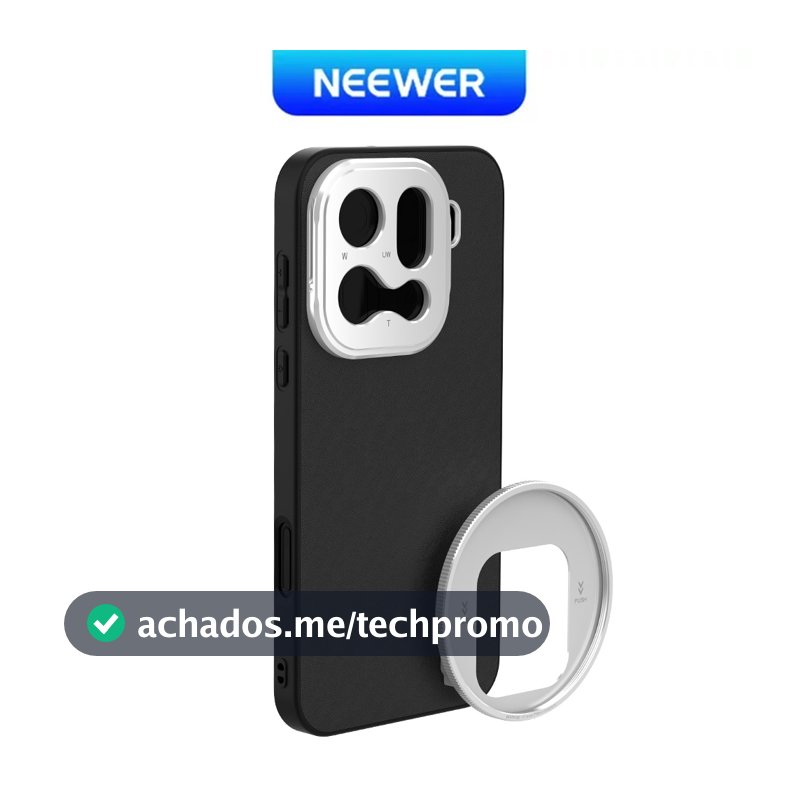 Estojo NEEWER PA176 OPPO Find X9 Pro – Adaptadores De Lente/Filtro + Carregamento Sem Fio (Preto + Prata)